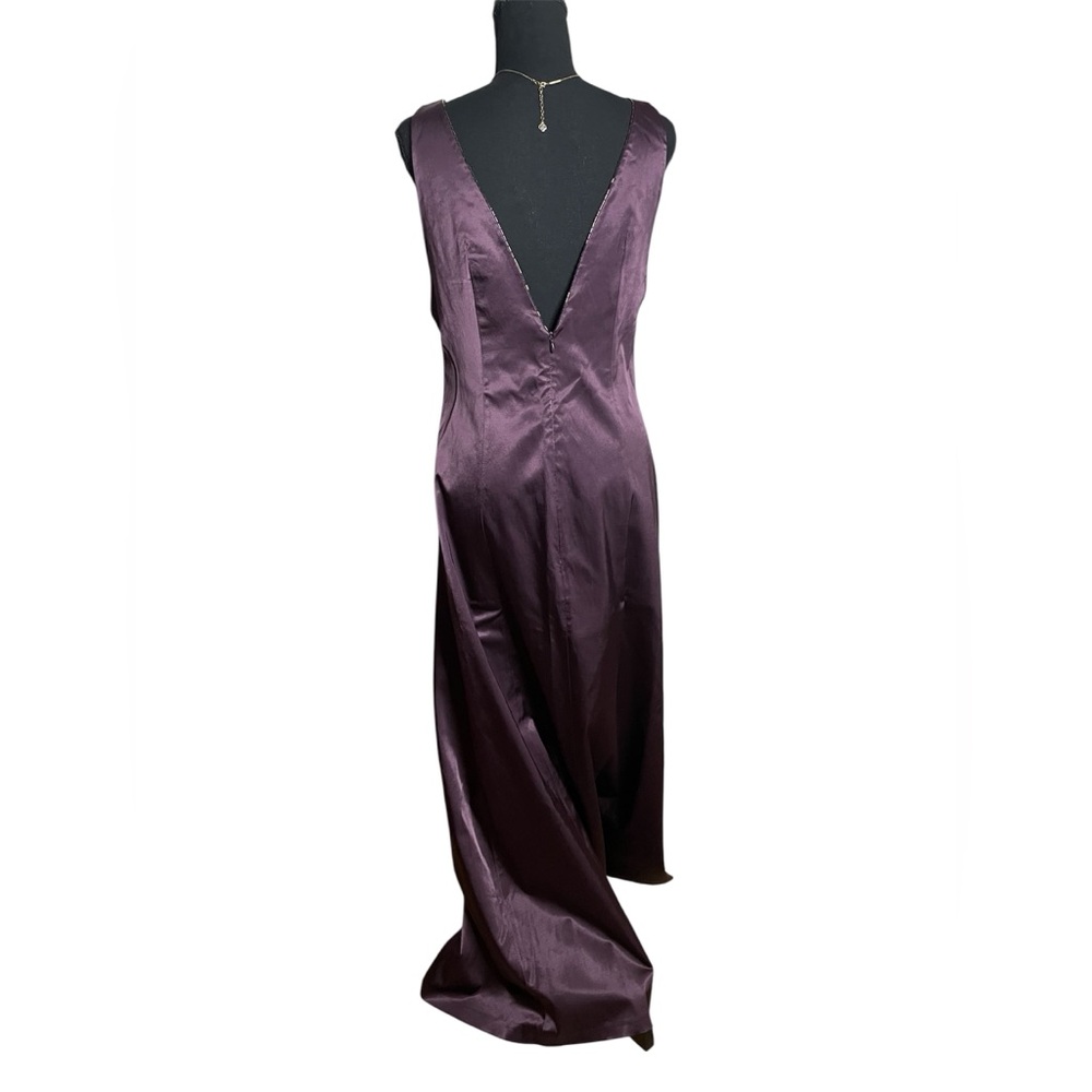 Elegant long gown by Zara Women in a deep plum shade size 10 - Picture 3 of 12